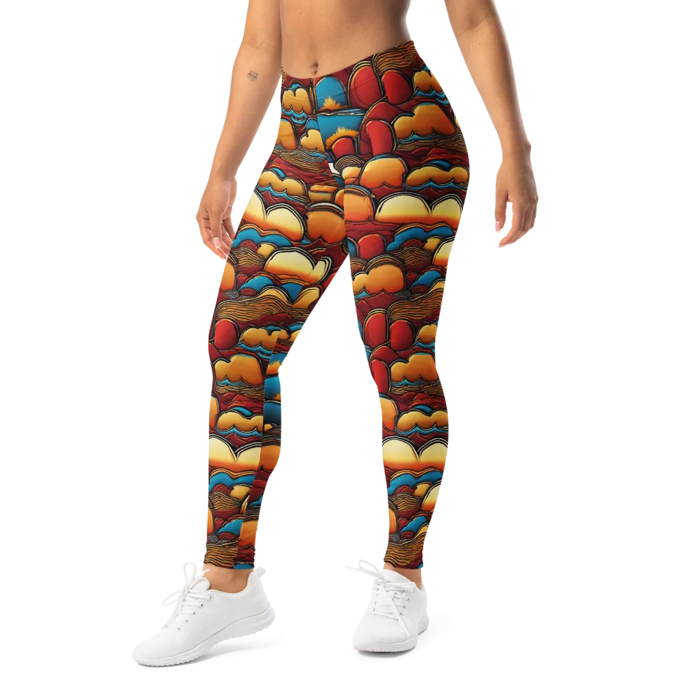 Sunset Topography on Leggings — Left Front