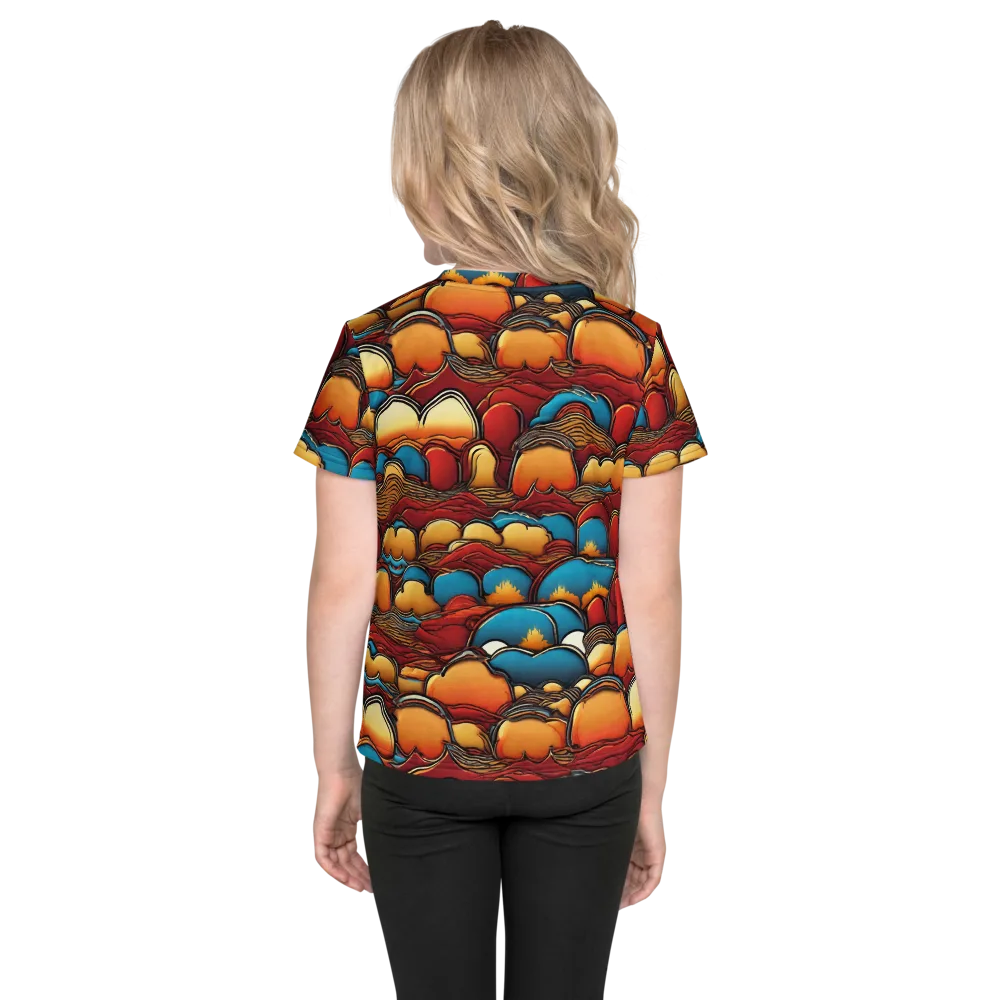 Sunset Topography on Kids Crew Neck T-Shirt — Back
