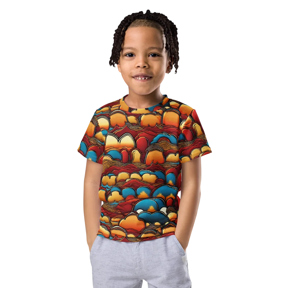 Sunset Topography on Kids Crew Neck T-Shirt — Front