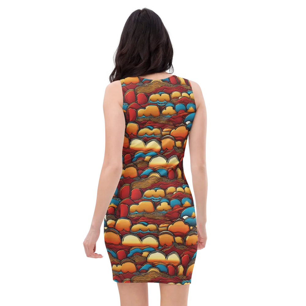 Sunset Topography on Bodycon Dress — Back