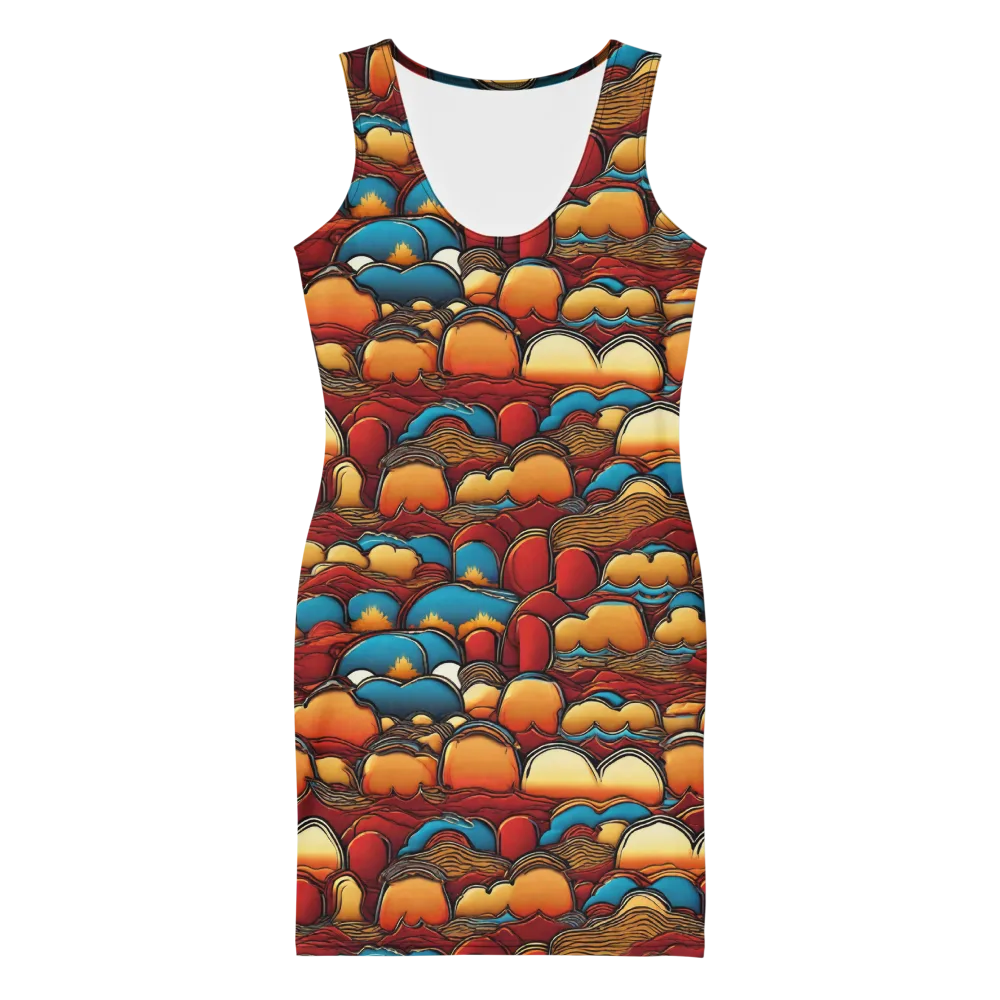 Sunset Topography on Bodycon Dress — Front