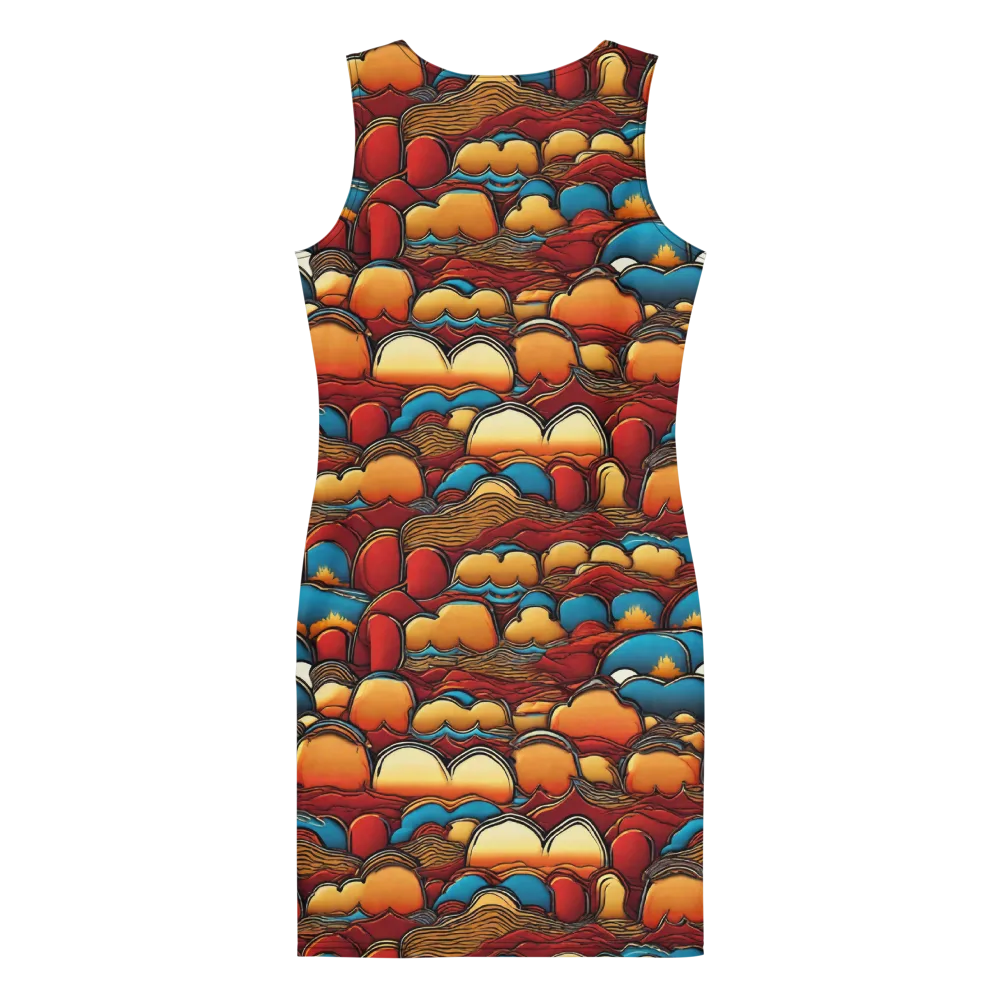 Sunset Topography on Bodycon Dress — Back