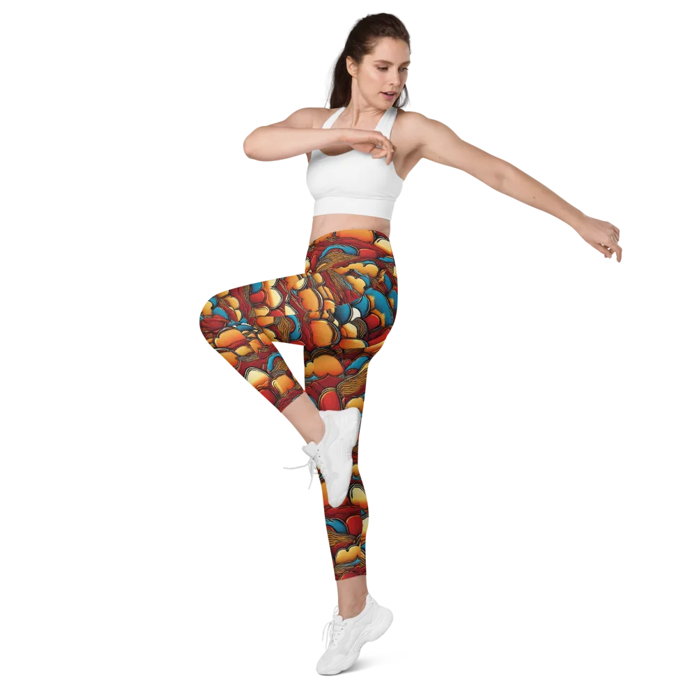 Sunset Topography on Leggings with Pockets — Left Front