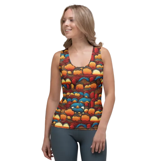 Sunset Topography on a Women's Tank Top