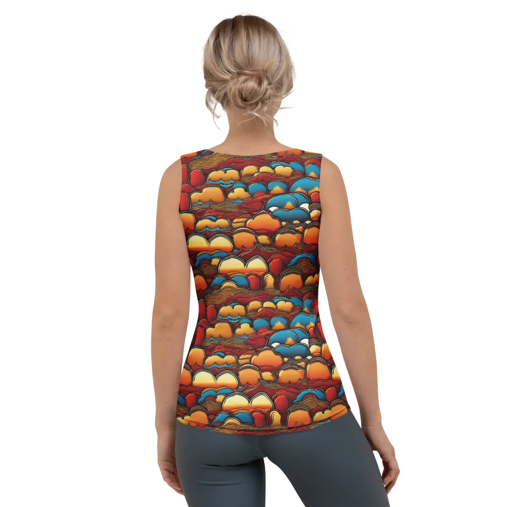 Sunset Topography on Women's Tank Top — Back