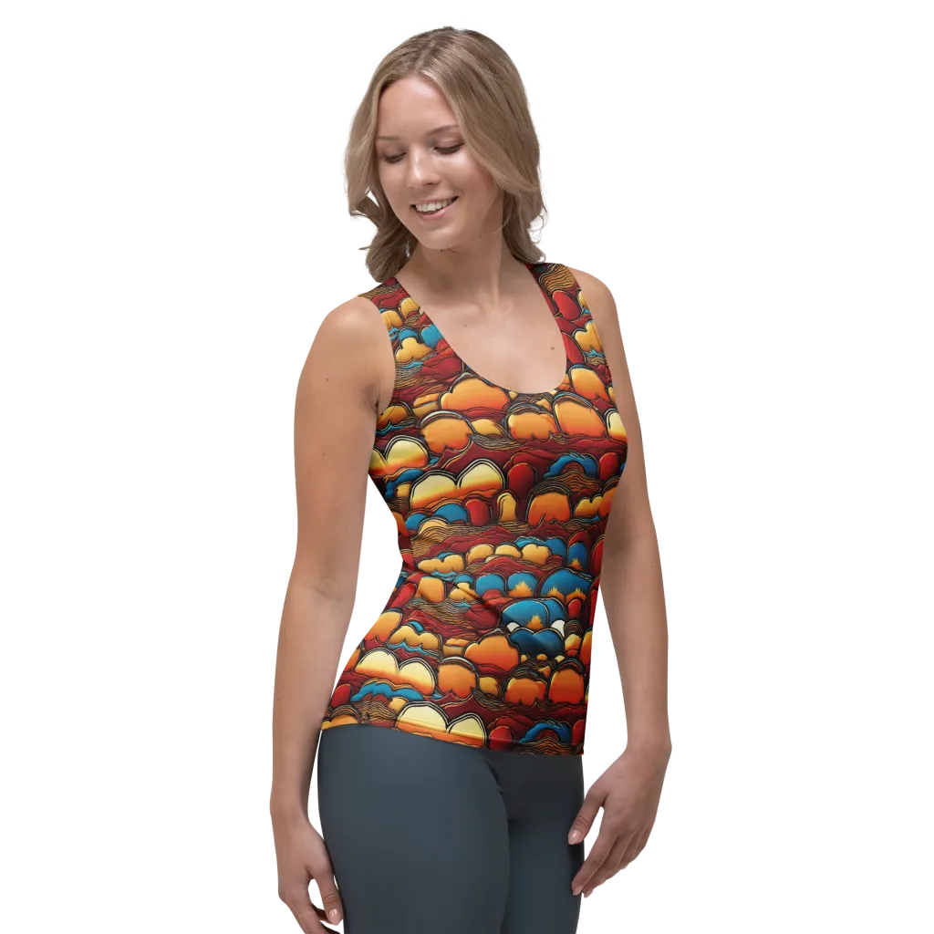Sunset Topography on Women's Tank Top — Right Front