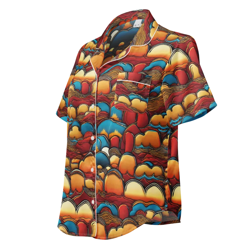 Sunset Topography on Women's Short Sleeve Pajama Top — Left Front