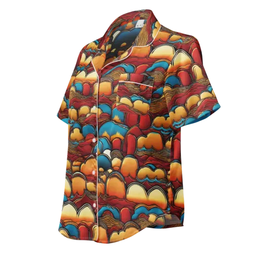 Sunset Topography on a Women's Short Sleeve Pajama Top