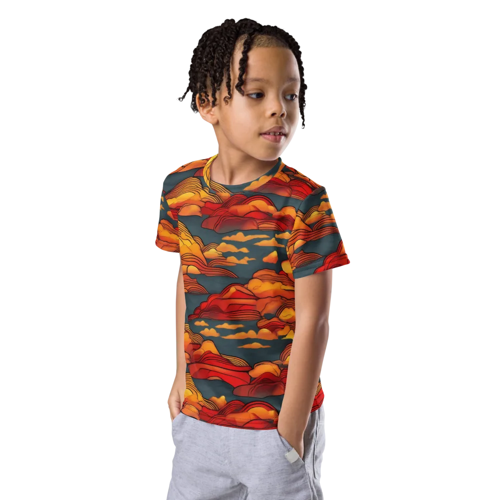 Inferno Weather on Kids Crew Neck T-Shirt — Left Front