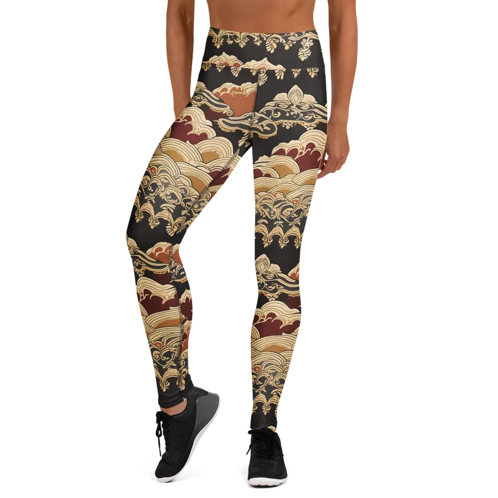 Baroque Tidal Lace on Yoga Leggings — Front