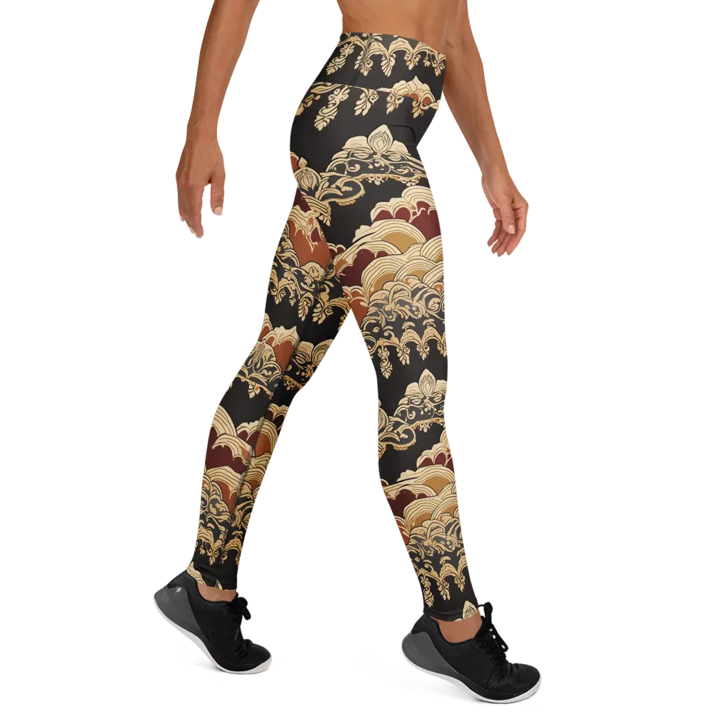 Baroque Tidal Lace on Yoga Leggings — Right