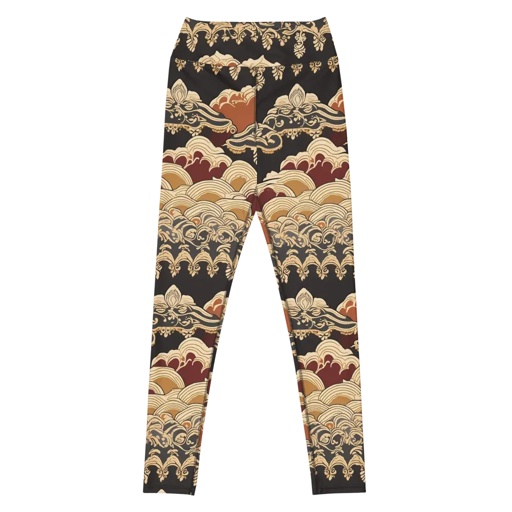 Baroque Tidal Lace on Yoga Leggings — Front