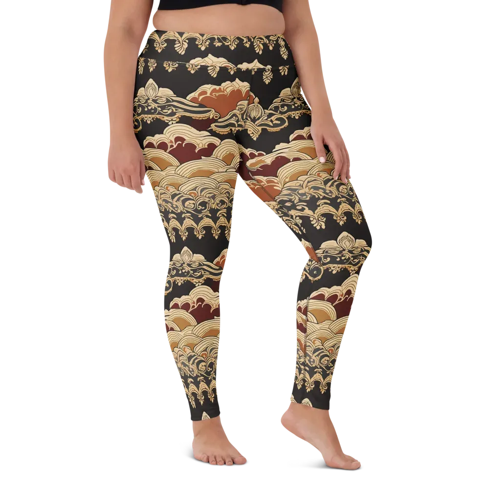Baroque Tidal Lace on Yoga Leggings — Front