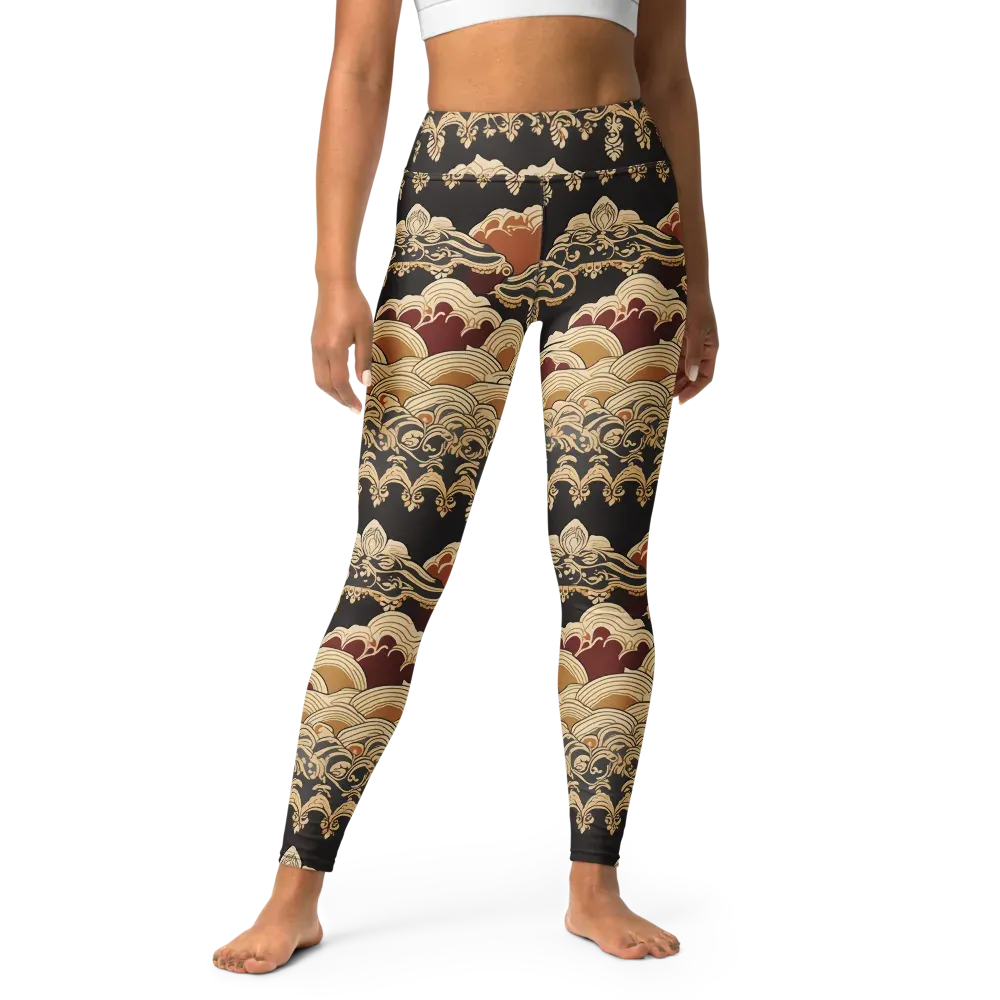 Baroque Tidal Lace on Yoga Leggings — Front