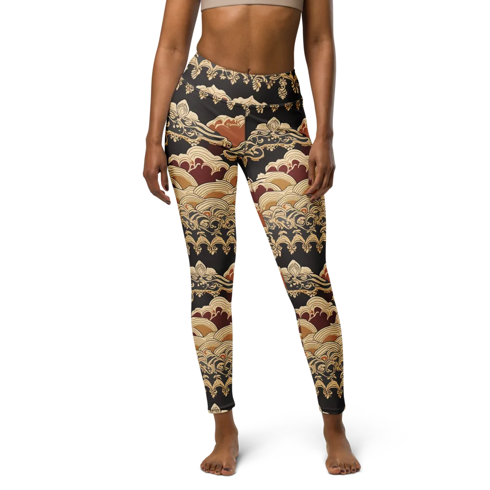 Baroque Tidal Lace on Yoga Leggings — Front