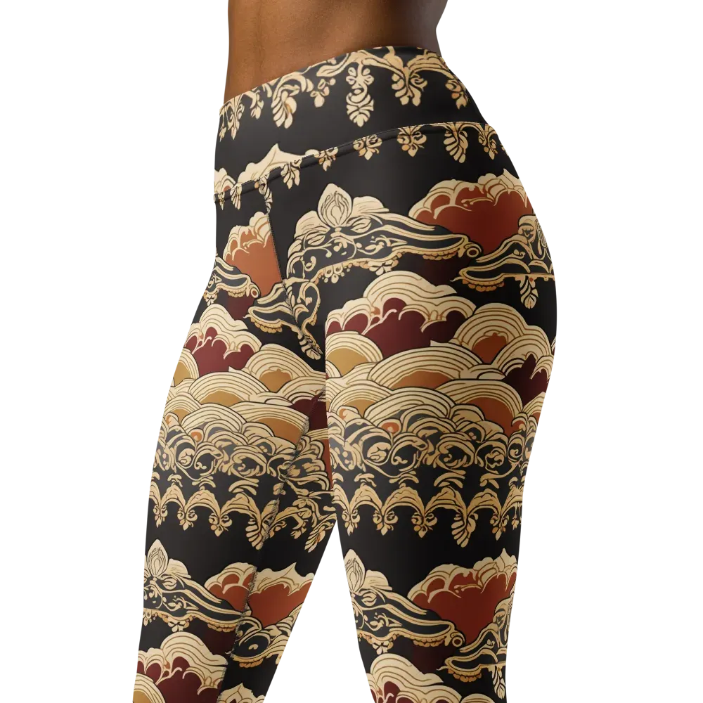 Baroque Tidal Lace on Yoga Leggings — Left Front