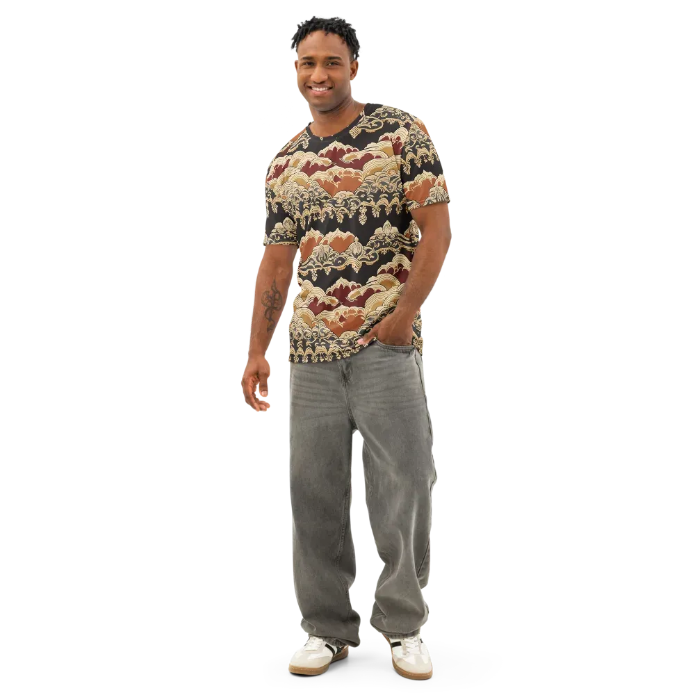 Baroque Tidal Lace on Men's Cotton Crew Neck T-Shirt — Front