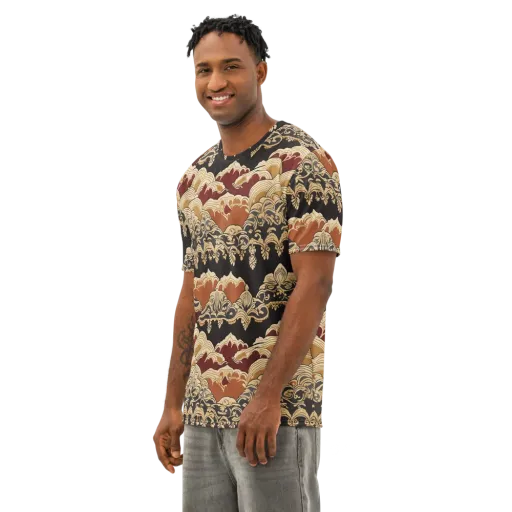 Baroque Tidal Lace on a Men's Cotton Crew Neck T-Shirt