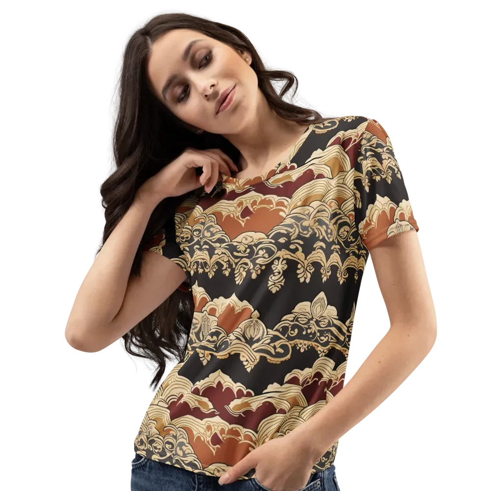 Baroque Tidal Lace on Women's Crew Neck T-Shirt — Left Front