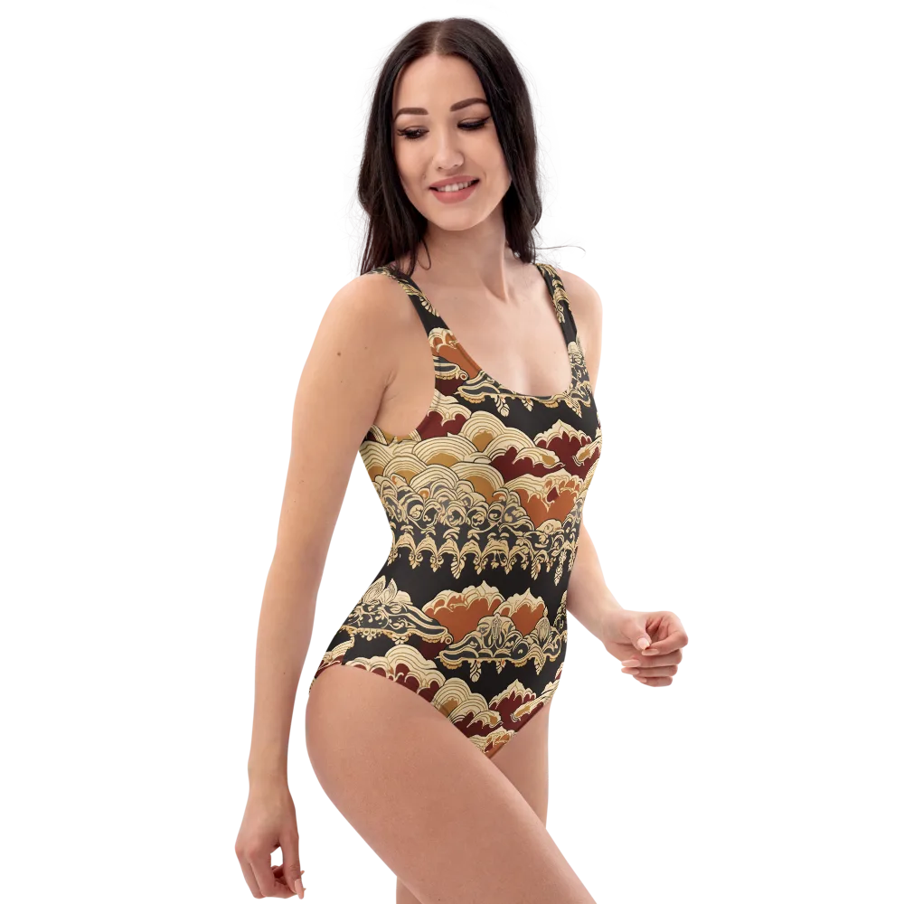 Baroque Tidal Lace on One-Piece Swimsuit — Right