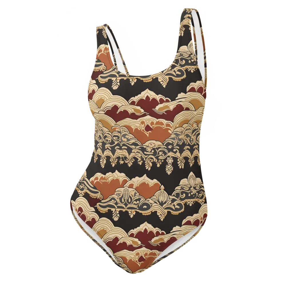 Baroque Tidal Lace on One-Piece Swimsuit — Front