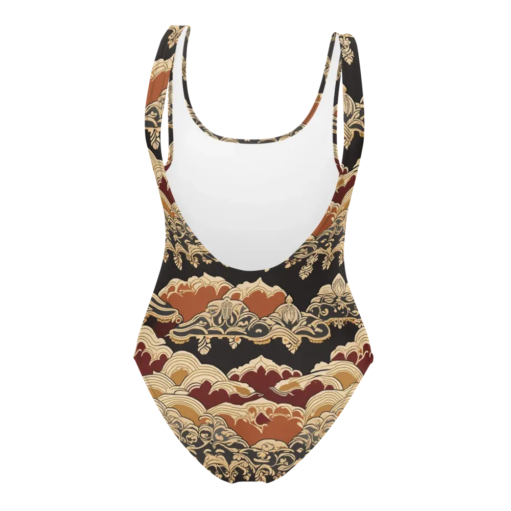 Baroque Tidal Lace on One-Piece Swimsuit — Back