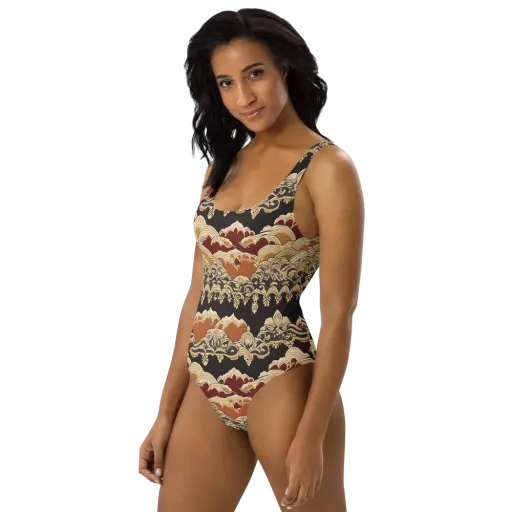 Baroque Tidal Lace on a One-Piece Swimsuit