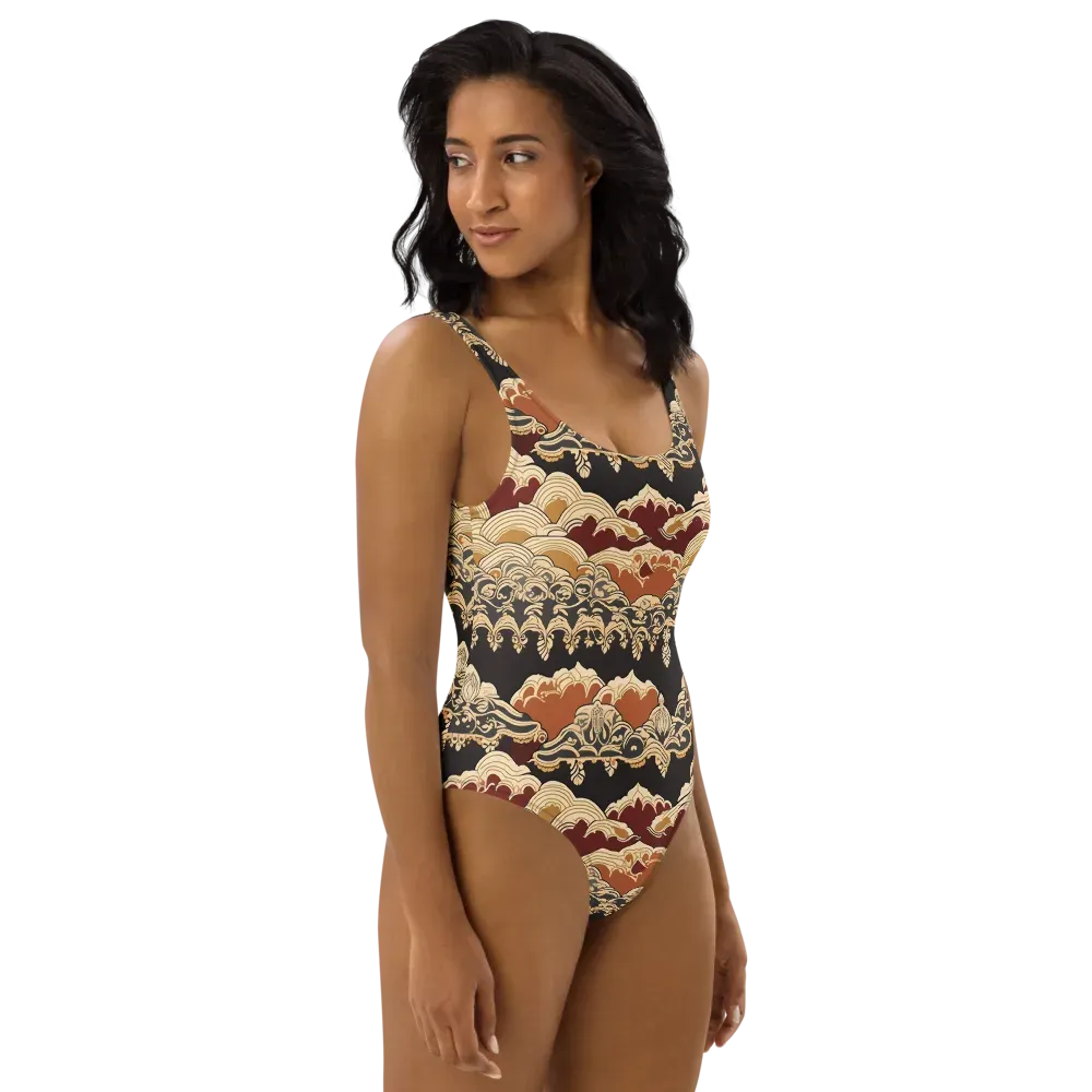 Baroque Tidal Lace on One-Piece Swimsuit — Right
