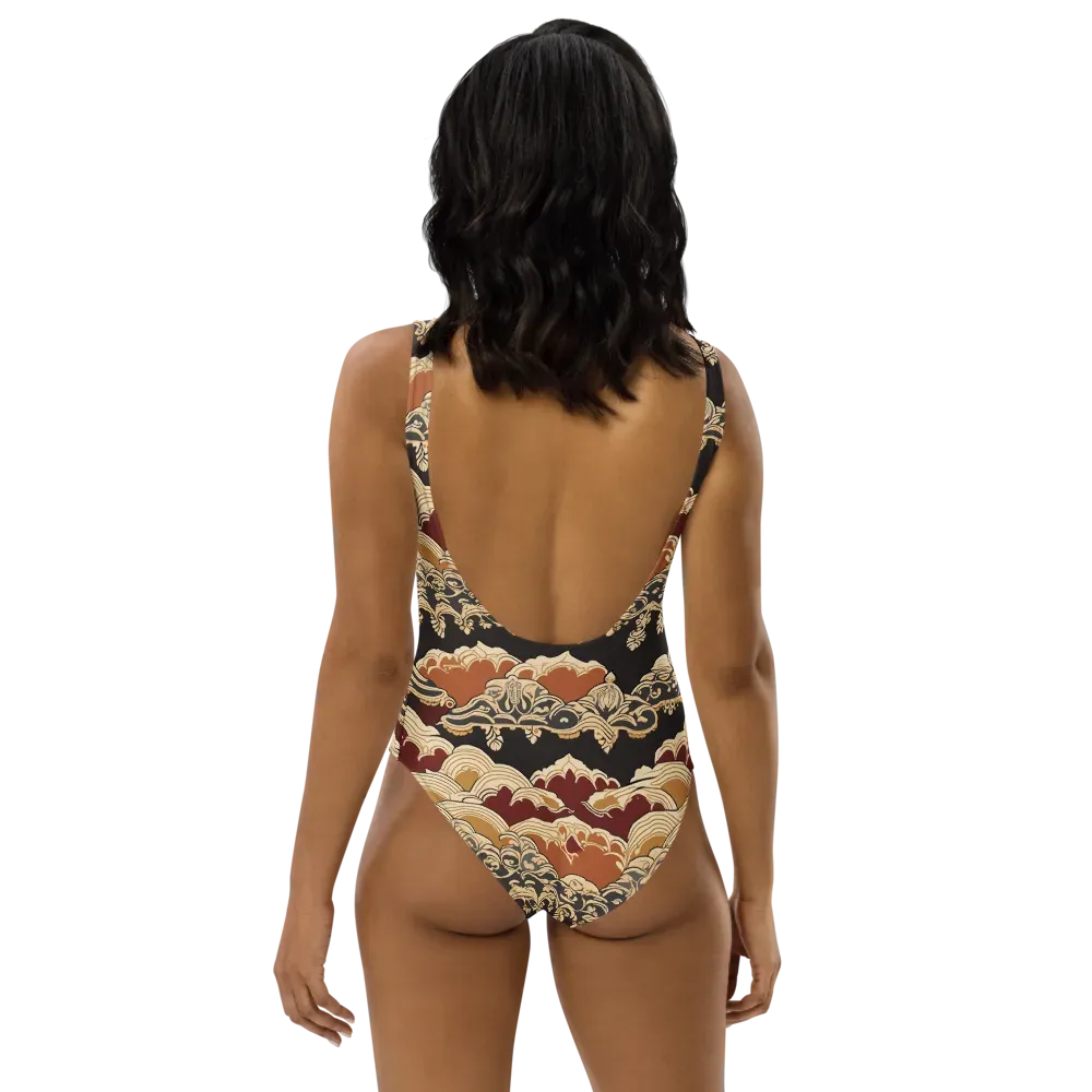 Baroque Tidal Lace on One-Piece Swimsuit — Back