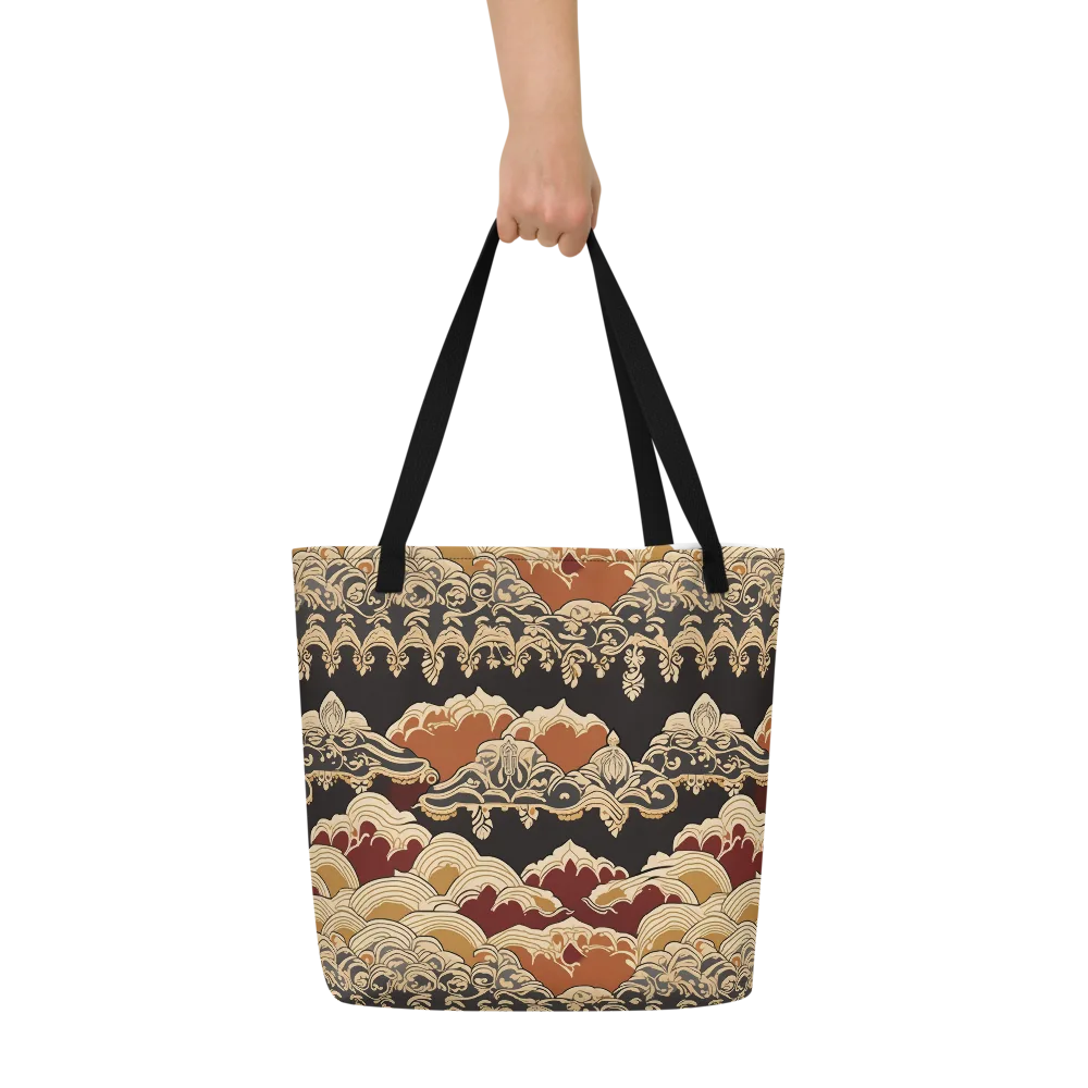 Baroque Tidal Lace on Large Tote Bag W/ Pocket — Front