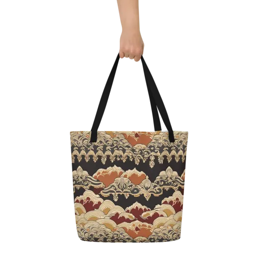 Baroque Tidal Lace on a Large Tote Bag W/ Pocket