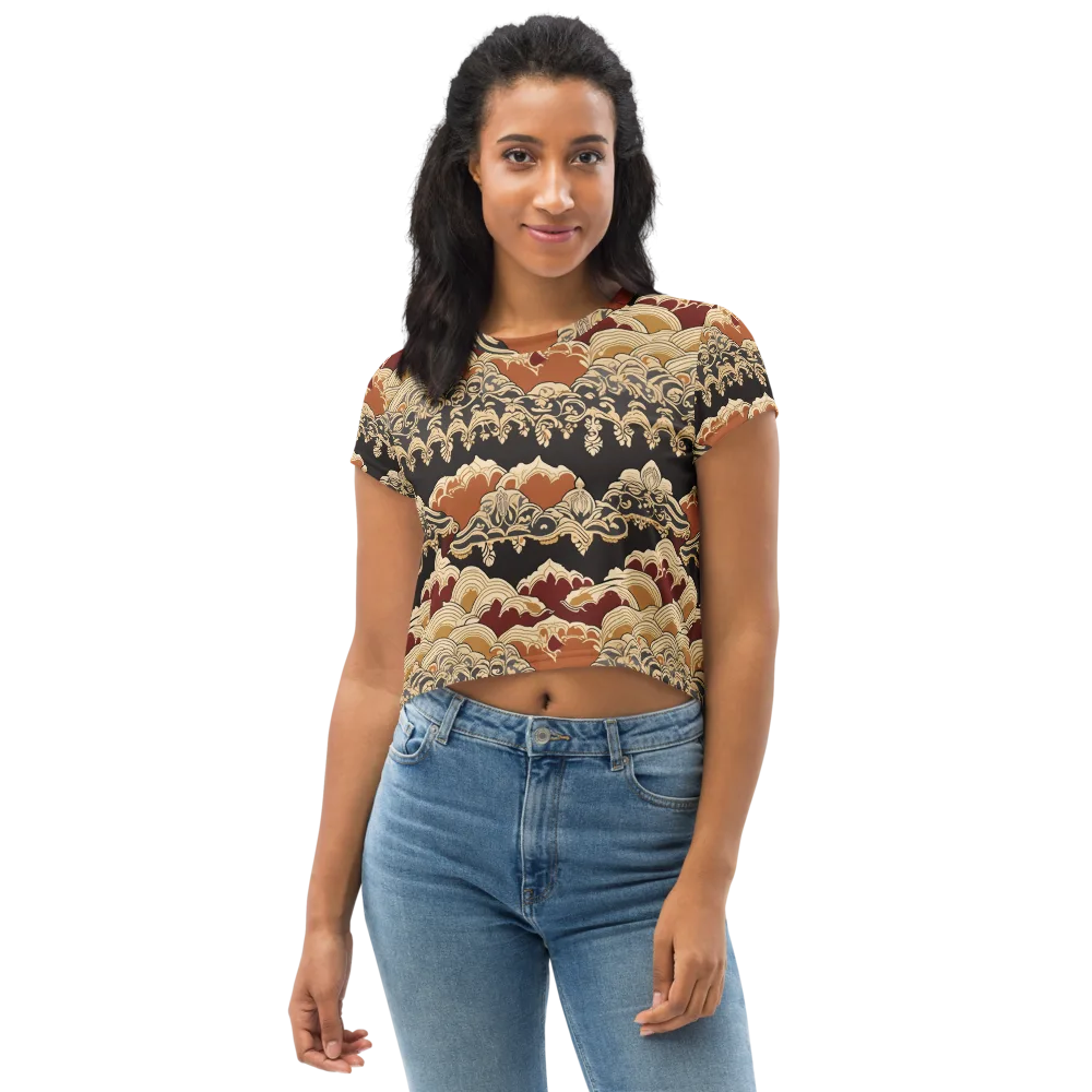 Baroque Tidal Lace on Crop Tee — Front