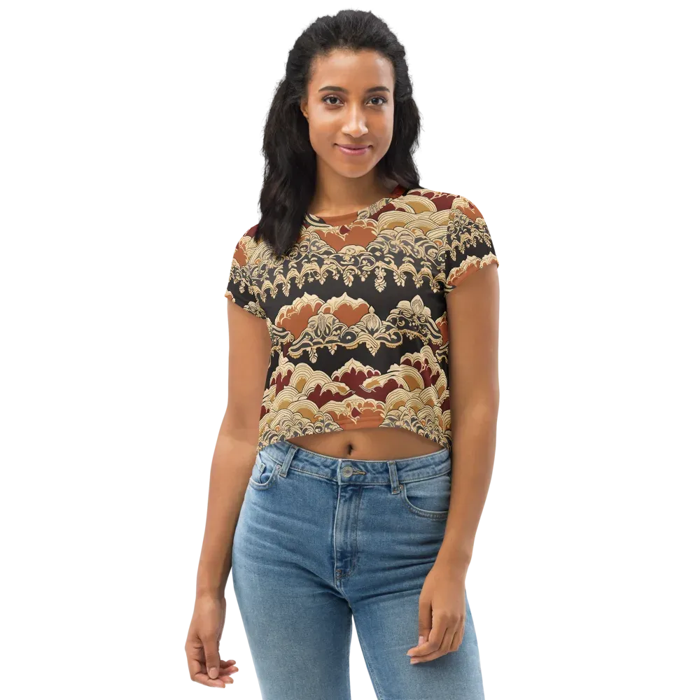 Baroque Tidal Lace on Crop Tee — Front