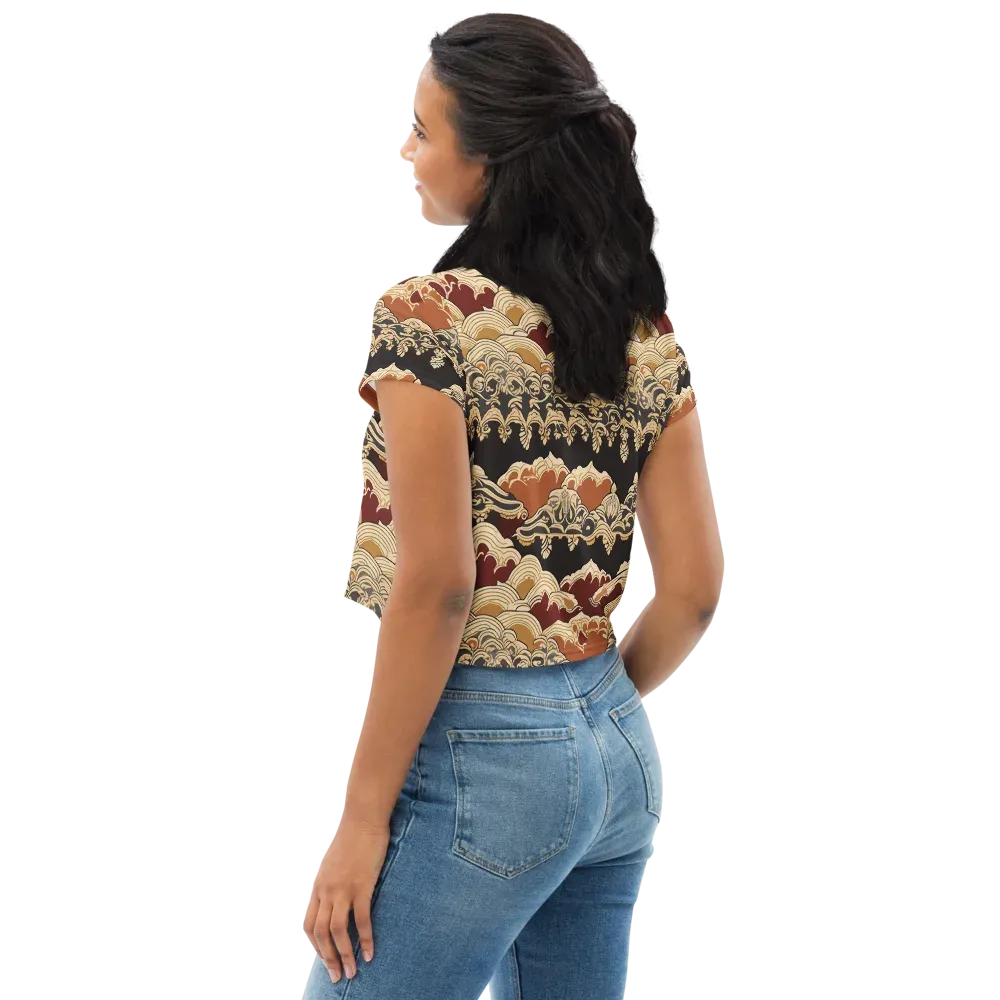 Baroque Tidal Lace on Crop Tee — Left Back