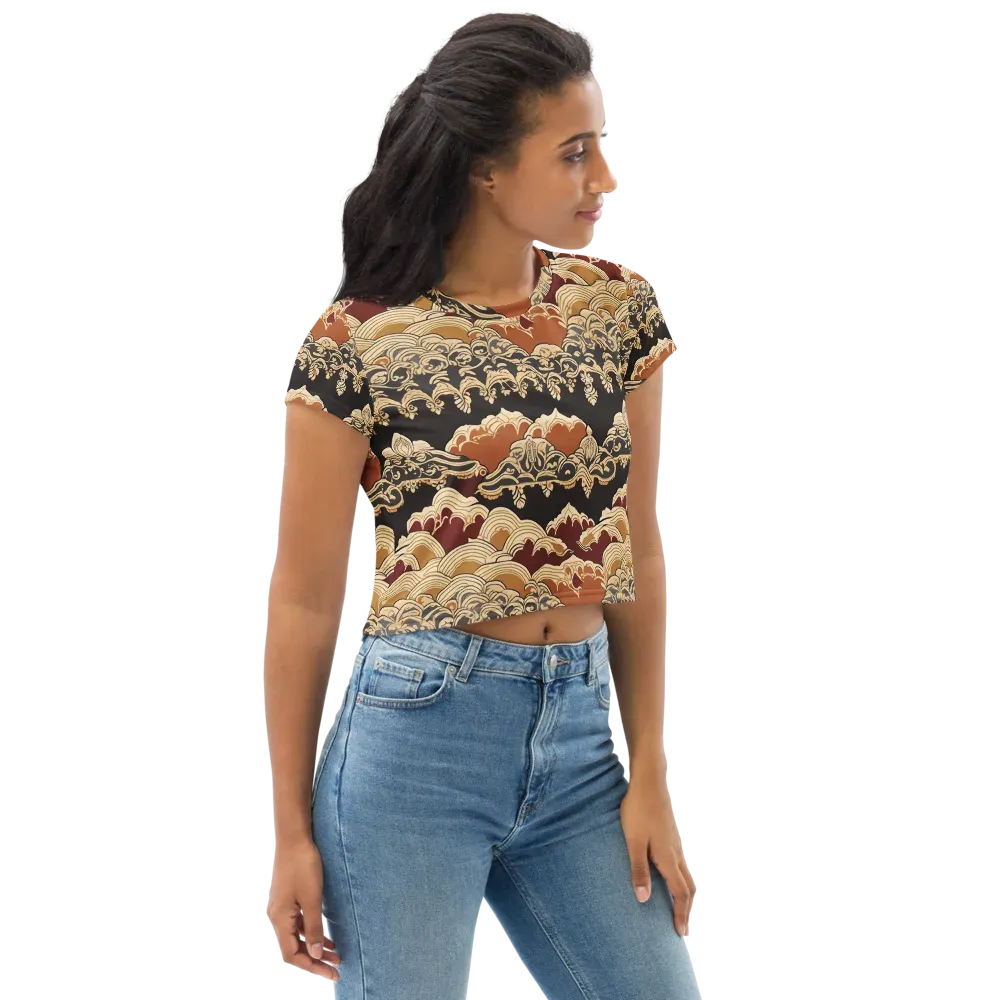 Baroque Tidal Lace on Crop Tee — Right Front