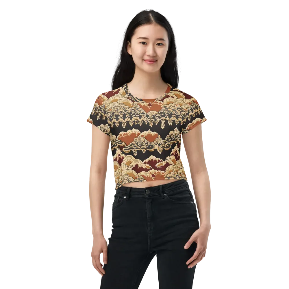 Baroque Tidal Lace on Crop Tee — Front