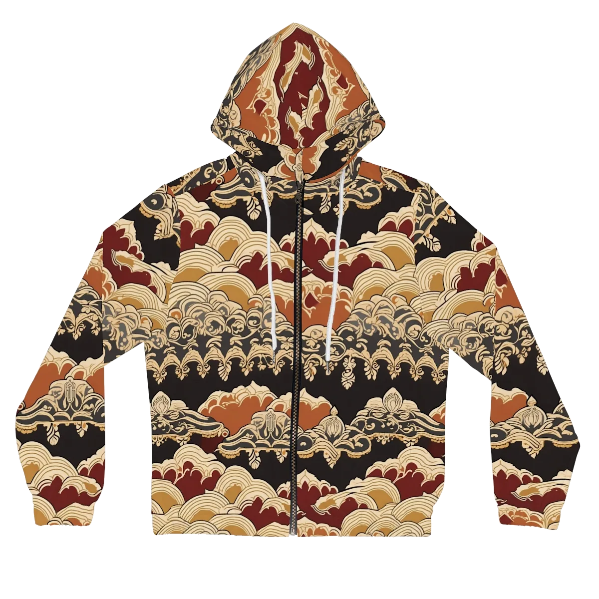 Baroque Tidal Lace on Women's Full-Zip Hoodie — Front