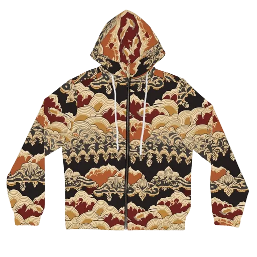 Baroque Tidal Lace on a Women's Full-Zip Hoodie
