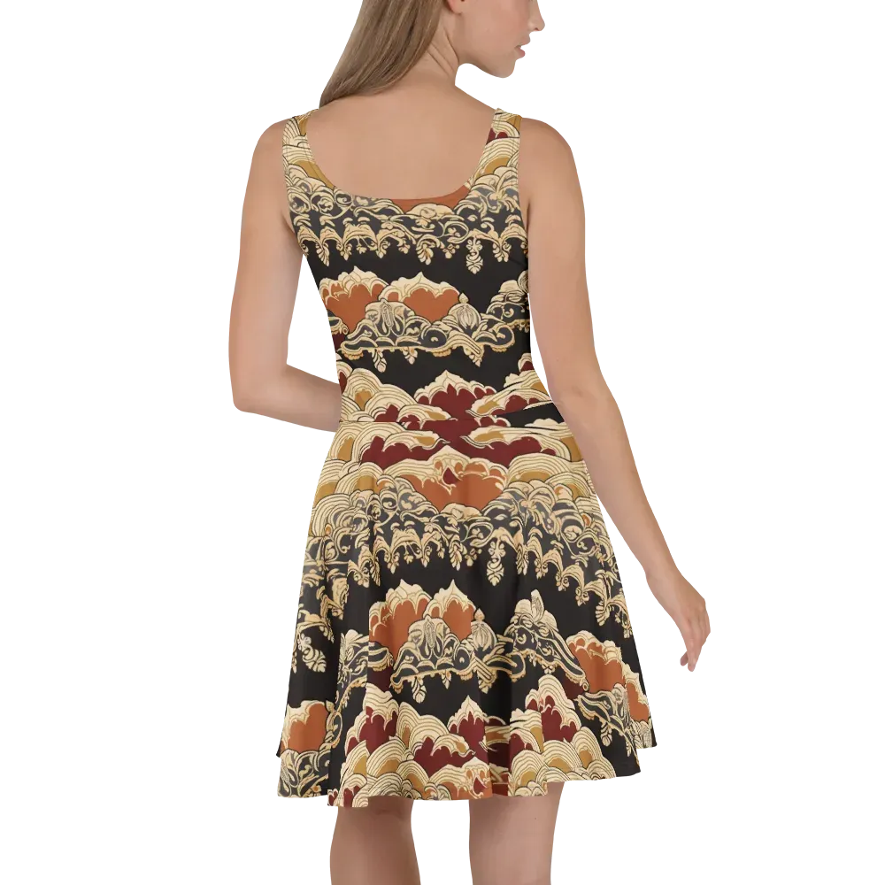 Baroque Tidal Lace on Skater Dress — Back