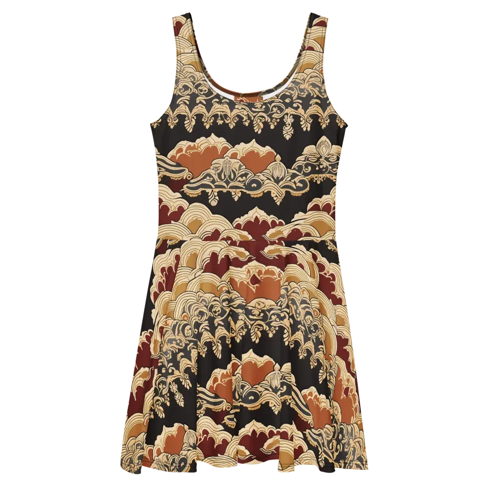 Baroque Tidal Lace on Skater Dress — Front