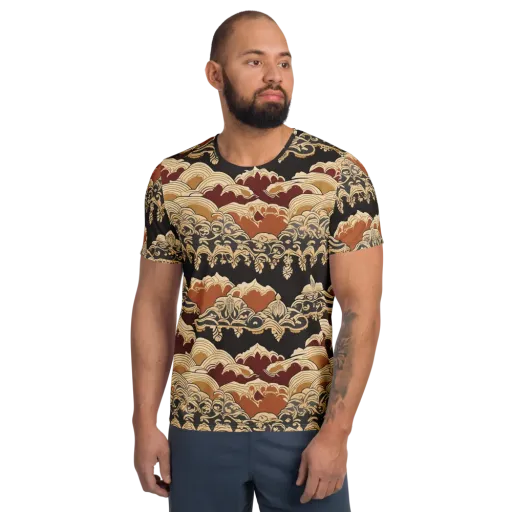 Baroque Tidal Lace on a Men's Athletic T-Shirt