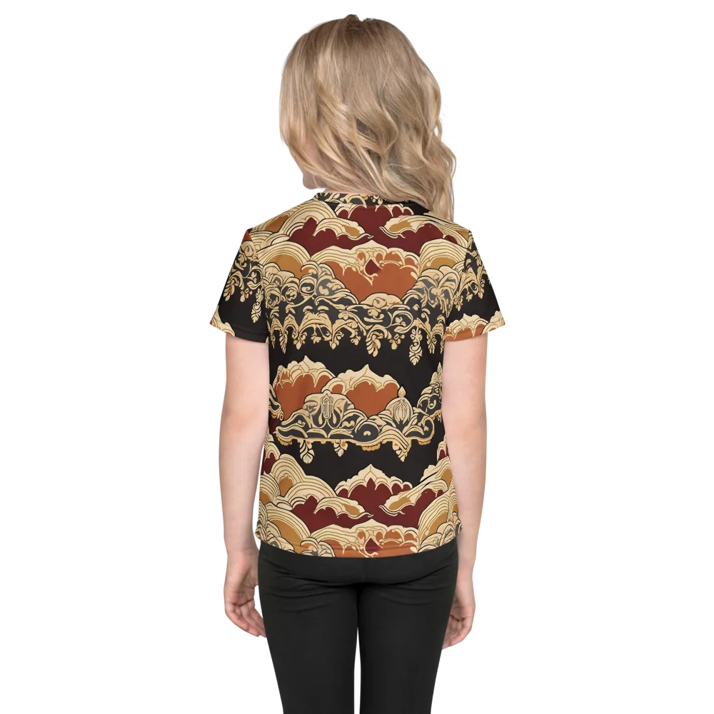 Baroque Tidal Lace on Kids Crew Neck T-Shirt — Back