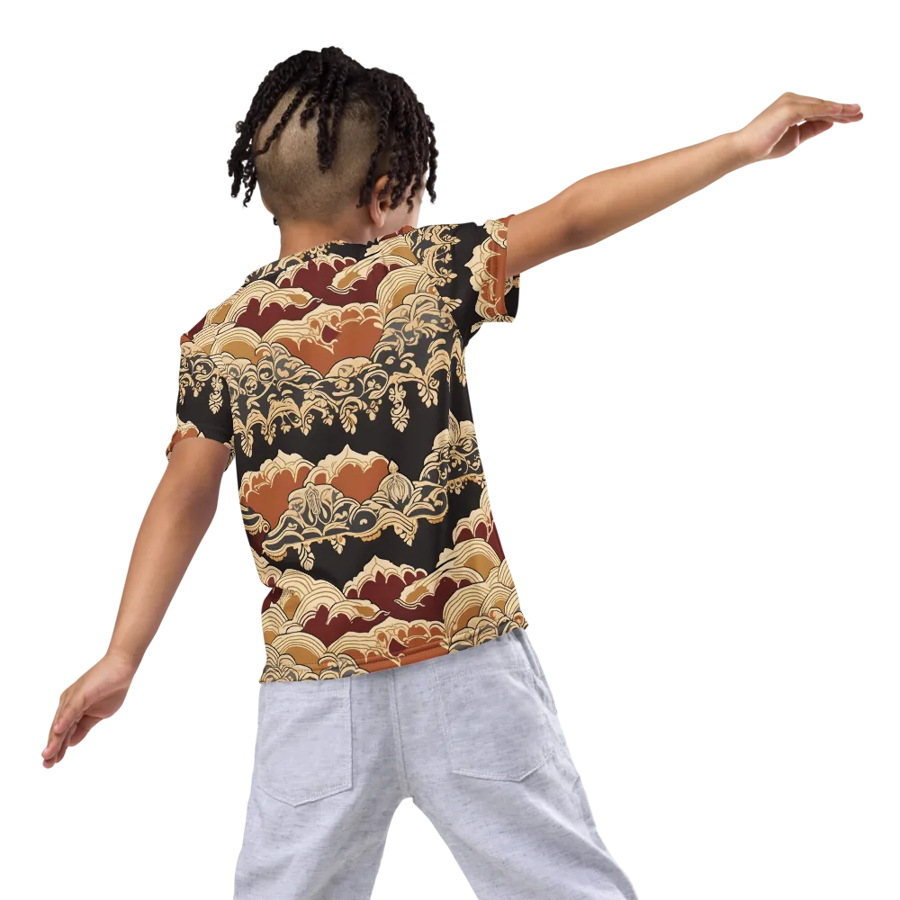 Baroque Tidal Lace on Kids Crew Neck T-Shirt — Back