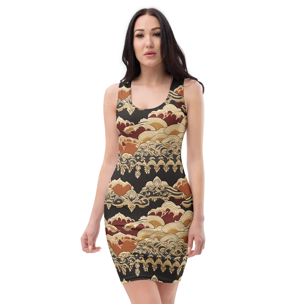 Baroque Tidal Lace on Bodycon Dress — Front