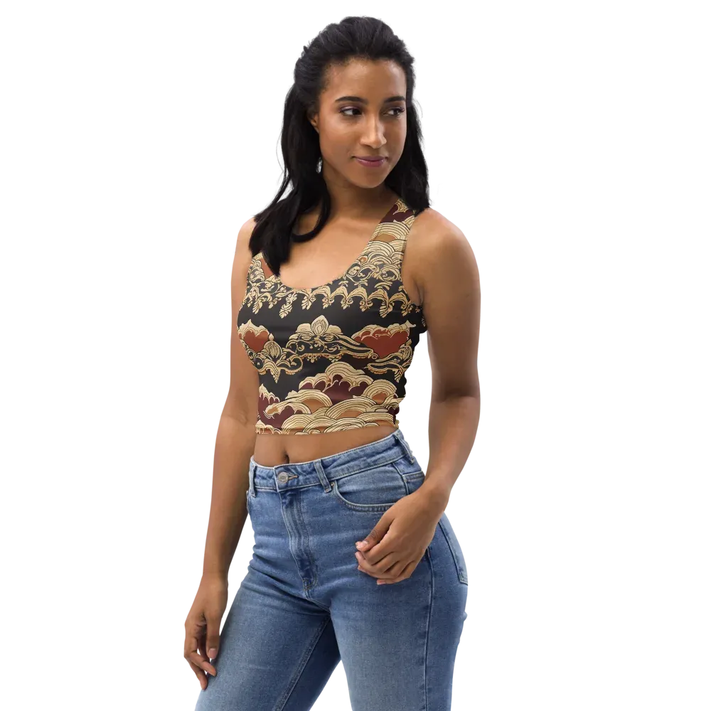 Baroque Tidal Lace on Crop Top — Left Front