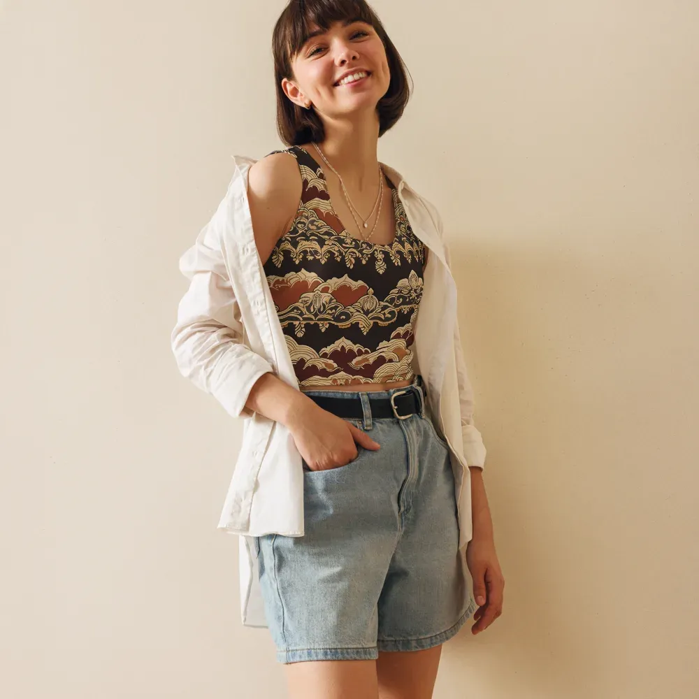 Baroque Tidal Lace on Crop Top — Front