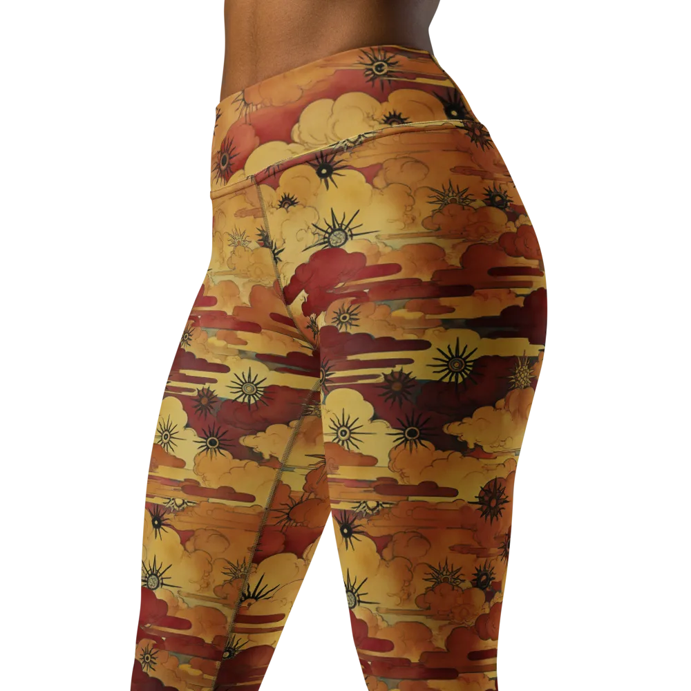 Solar Cloud Atlas on Yoga Leggings — Left Front