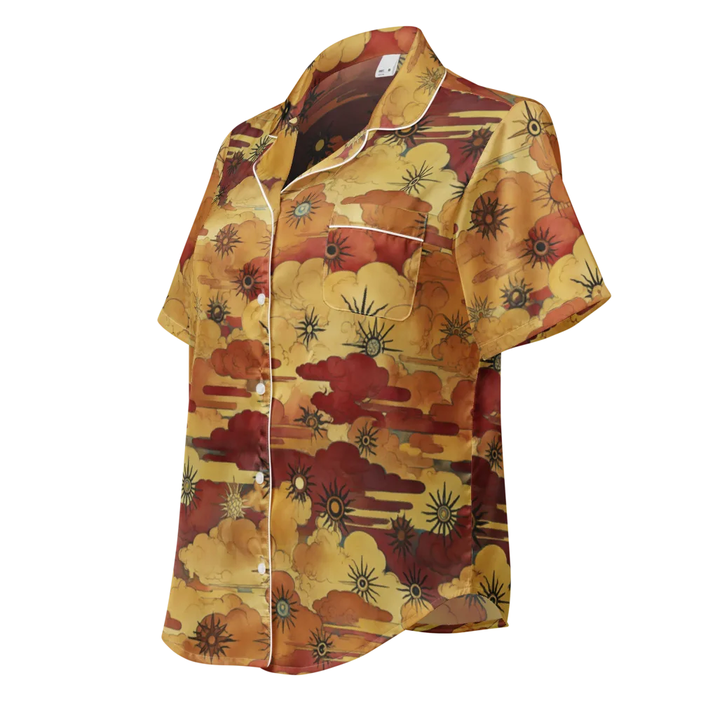 Solar Cloud Atlas on Women's Short Sleeve Pajama Top — Left Front