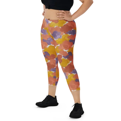 Melted Marigold on a Capri Leggings