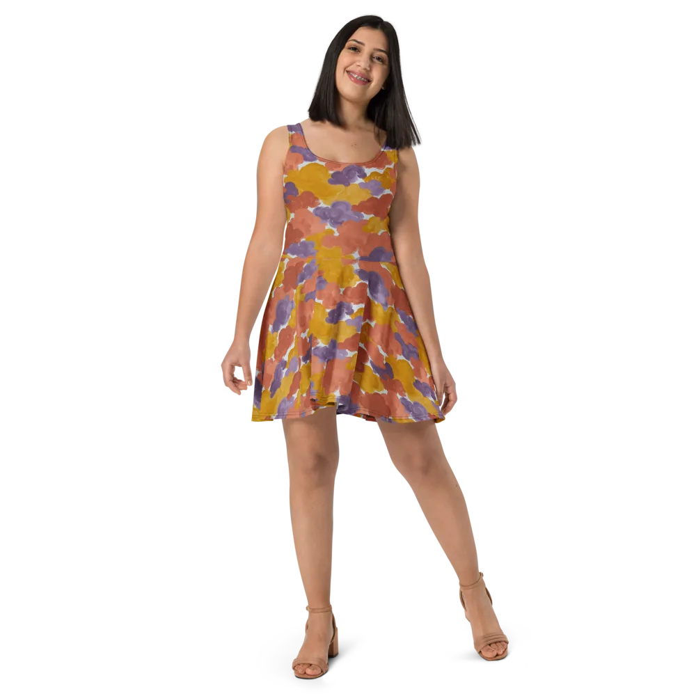 Melted Marigold on Skater Dress — Front